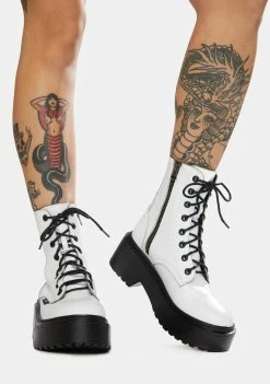 ROC Boots Australia Tomboy White Leather Combat Boots Boots & Booties