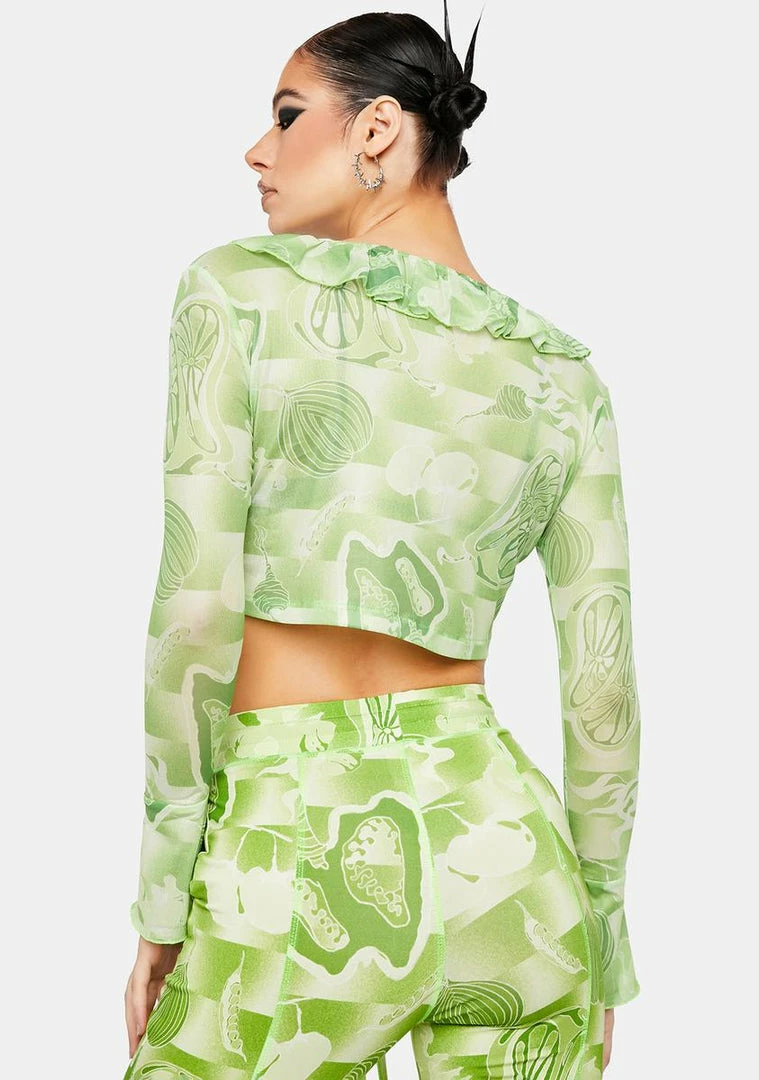 Wholesale ✨ Somewhere Nowhere The Garden Print Mesh Ruffle Top Tops ⭐ 4 Somewhere Nowhere The Garden Print Mesh Ruffle Top Tops