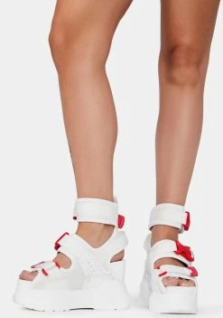 Anthony Wang Red And White Mulberry Platform Sandals Platforms
