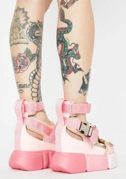 Anthony Wang Pink Cranberry Platform Sandals