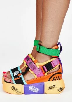 Anthony Wang Rainbow Cranberry Platform Sport Sandals