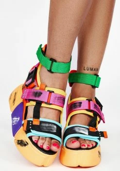 Anthony Wang Rainbow Cranberry Platform Sport Sandals