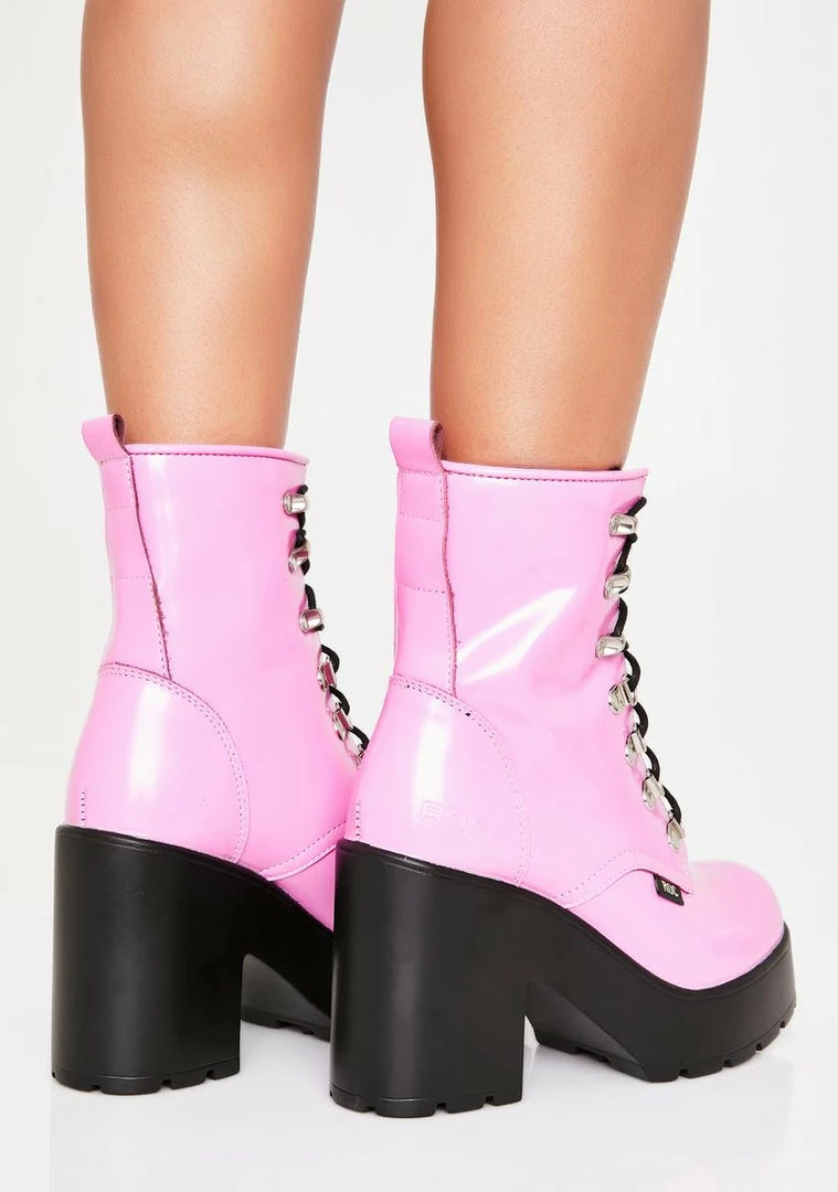 Hot Sale 😀 ROC 🥾 Boots Australia Pink Mission Hi-Shine Combat 🥾 Boots ❤️ 4 ROC Boots Australia Pink Mission Hi-Shine Combat Boots