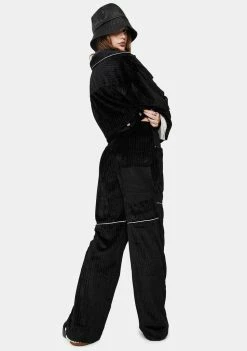 Somewhere Nowhere Black Corduroy Wide Leg Pants Bottoms