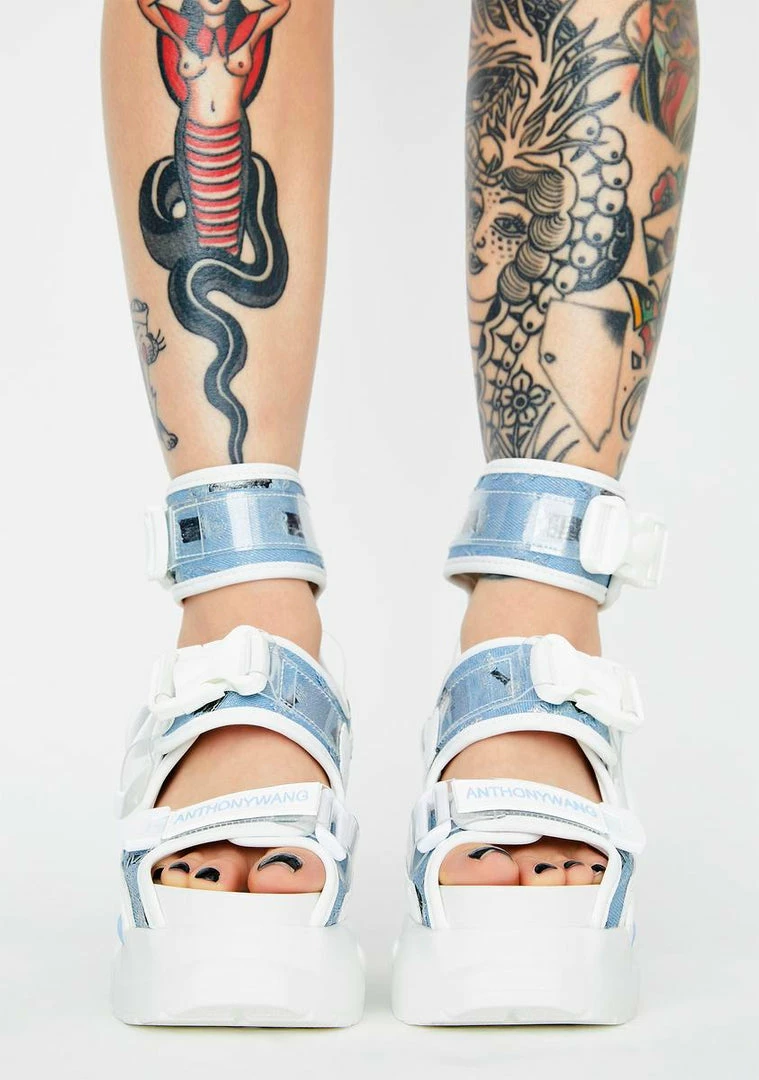 Best Sale 🧨 Anthony Wang Blue Mulberry Platform 🩴 Sandals 🤩 3 Anthony Wang Blue Mulberry Platform Sandals