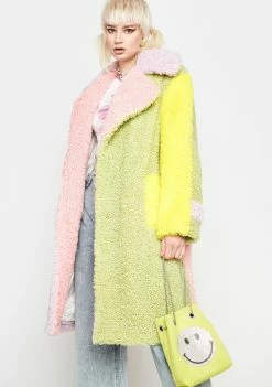 Somewhere Nowhere Marshmallow Colorblock Fluff Coat