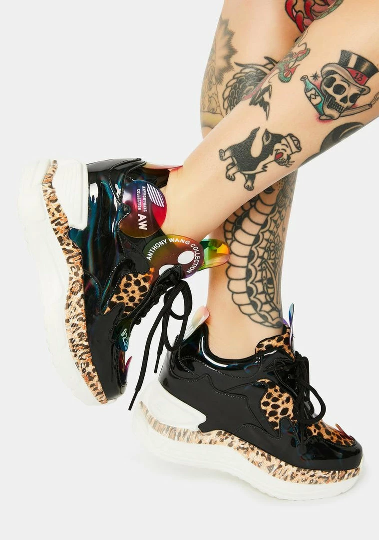 Brand new โ๏ธ Anthony Wang Leopard Raisin 2 Chunky Wedge ๐ Sneakers ๐ 2 Anthony Wang Leopard Raisin 2 Chunky Wedge Sneakers