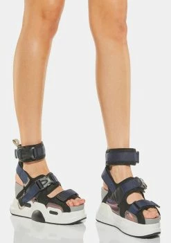 Anthony Wang Black Grey Mulberry Platform Sandals