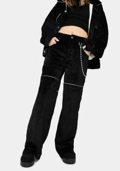 Somewhere Nowhere Black Corduroy Wide Leg Pants Bottoms