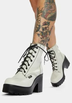 ROC Boots Australia Mascot White Leather Combat Boots