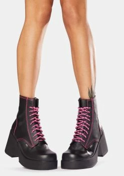 ROC Boots Australia Peachy Pink Leather Platform Boots