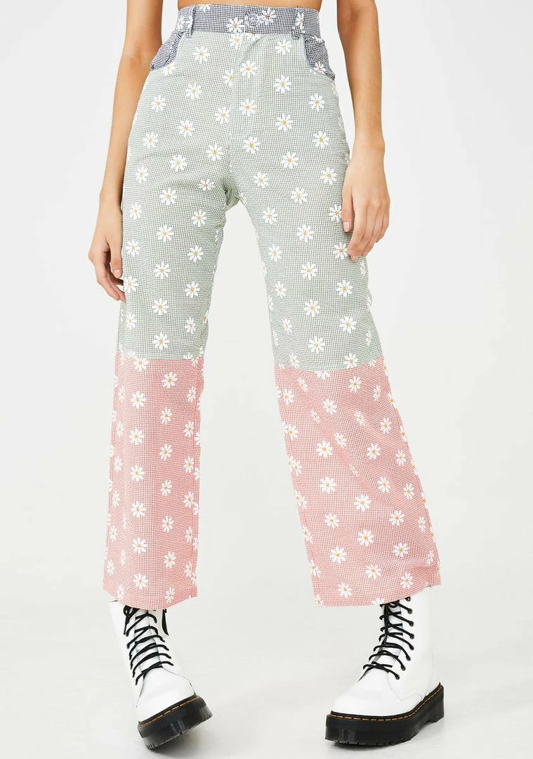 Discount 🔔 Somewhere Nowhere Reflective Daisy Print Trousers Bottoms 🥰 1 Somewhere Nowhere Reflective Daisy Print Trousers Bottoms