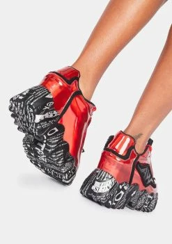Anthony Wang Red And Black Blackberry Platform Sneakers