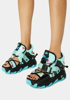 Anthony Wang Teal Dragon Fruit Sandals Platforms
