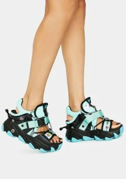 Anthony Wang Teal Dragon Fruit Sandals Platforms