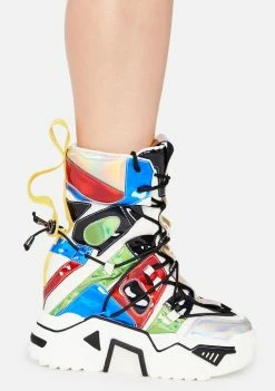 Anthony Wang White Holographic Game Changer Ankle Boots