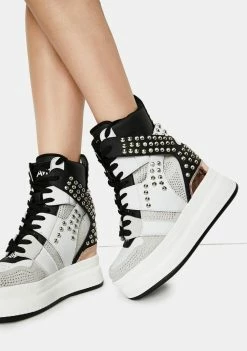 Anthony Wang White Quince Studded Wedge Sneakers