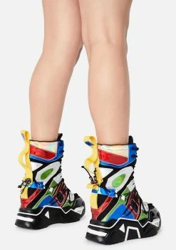 Anthony Wang Platforms Black Holographic Game Changer Ankle Boots