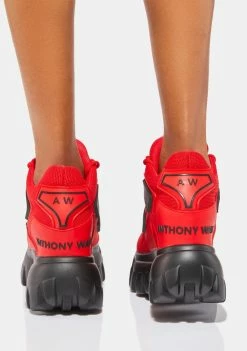 Anthony Wang Red Psycho Candy Platform Sneakers