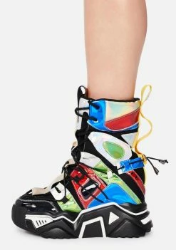 Anthony Wang Platforms Black Holographic Game Changer Ankle Boots