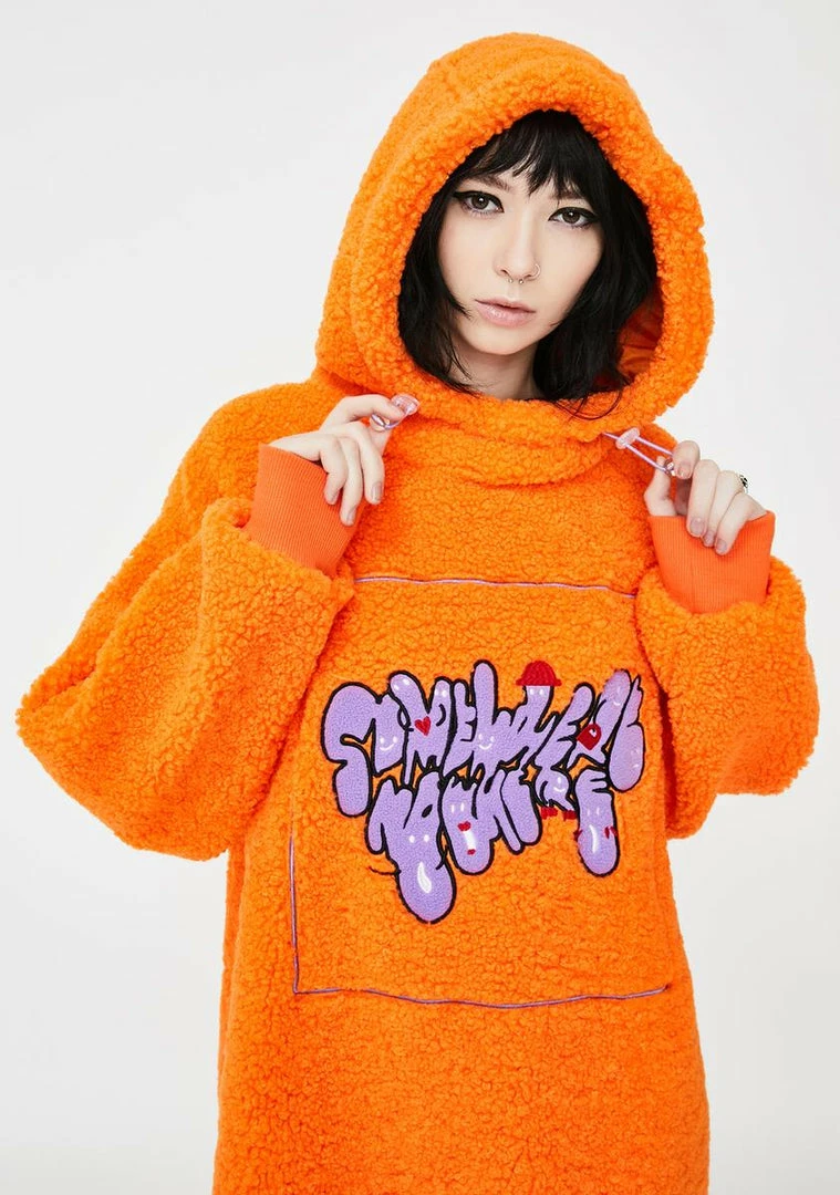 Buy π― Somewhere Nowhere π Dresses Orange Sherpa Fleece Hoodie π Dress π 2 Somewhere Nowhere Dresses Orange Sherpa Fleece Hoodie Dress