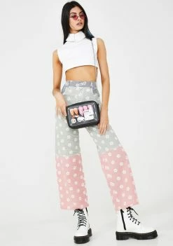 Discount 🔔 Somewhere Nowhere Reflective Daisy Print Trousers Bottoms 🥰 6 Somewhere Nowhere Reflective Daisy Print Trousers Bottoms
