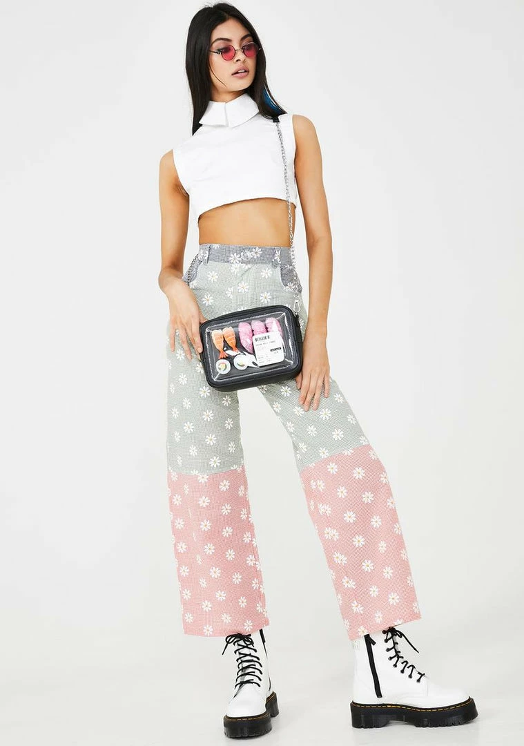 Discount 🔔 Somewhere Nowhere Reflective Daisy Print Trousers Bottoms 🥰 3 Somewhere Nowhere Reflective Daisy Print Trousers Bottoms