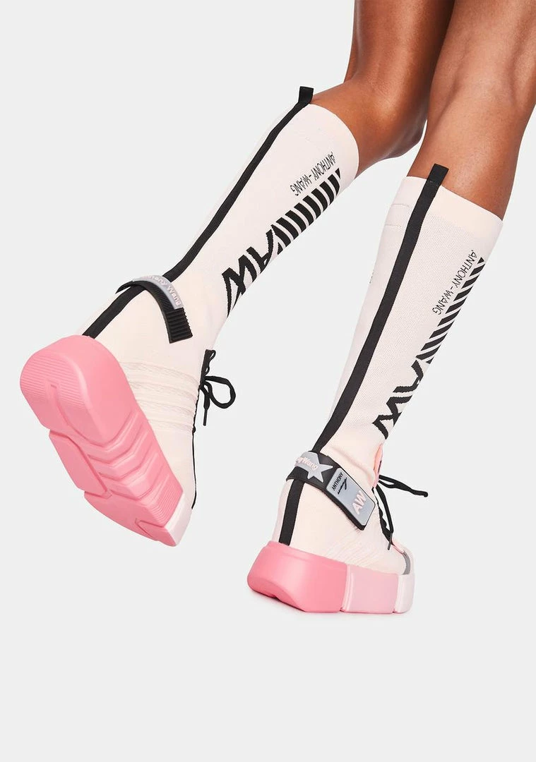 Cheap ๐ Anthony Wang Pink Cranberry Sock ๐ Sneakers Platforms โจ 4 Anthony Wang Pink Cranberry Sock Sneakers Platforms