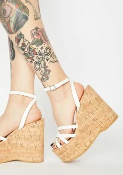ROC Boots Australia Wedges White Patent Cupid Wedge Heels