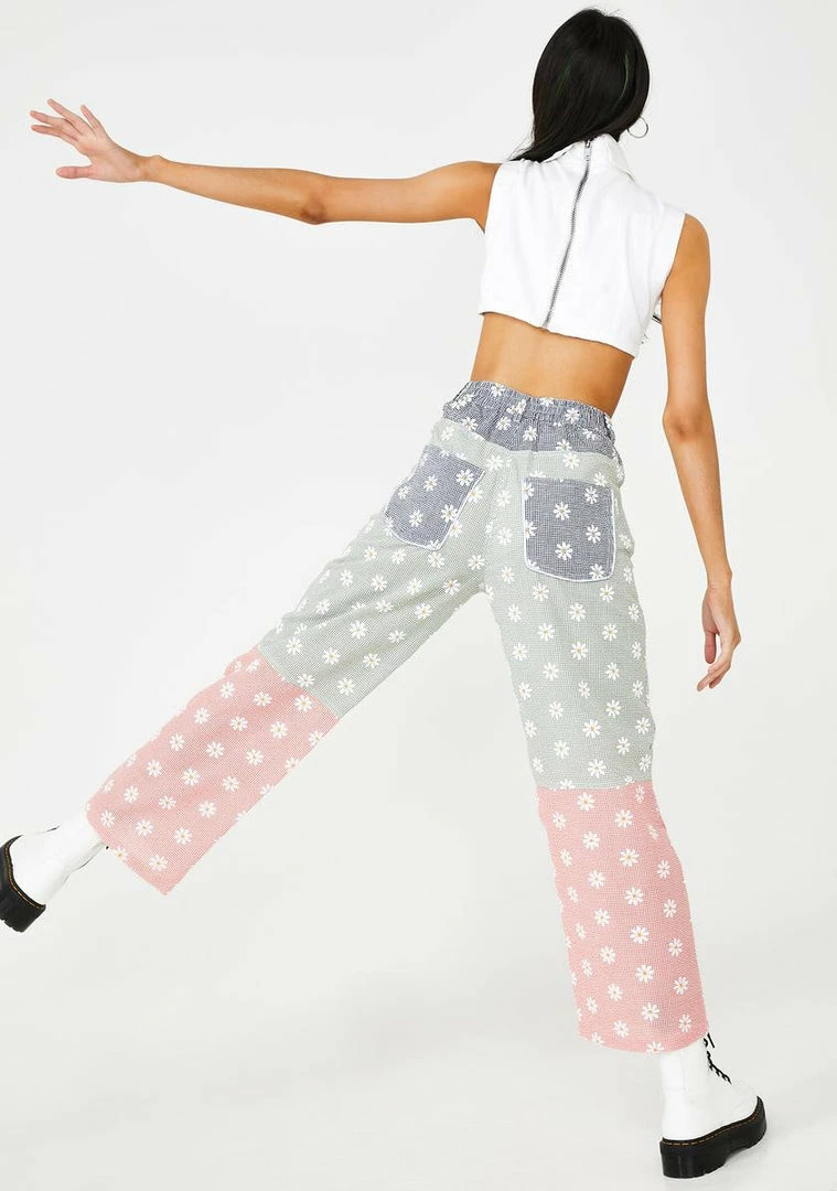 Discount 🔔 Somewhere Nowhere Reflective Daisy Print Trousers Bottoms 🥰 4 Somewhere Nowhere Reflective Daisy Print Trousers Bottoms