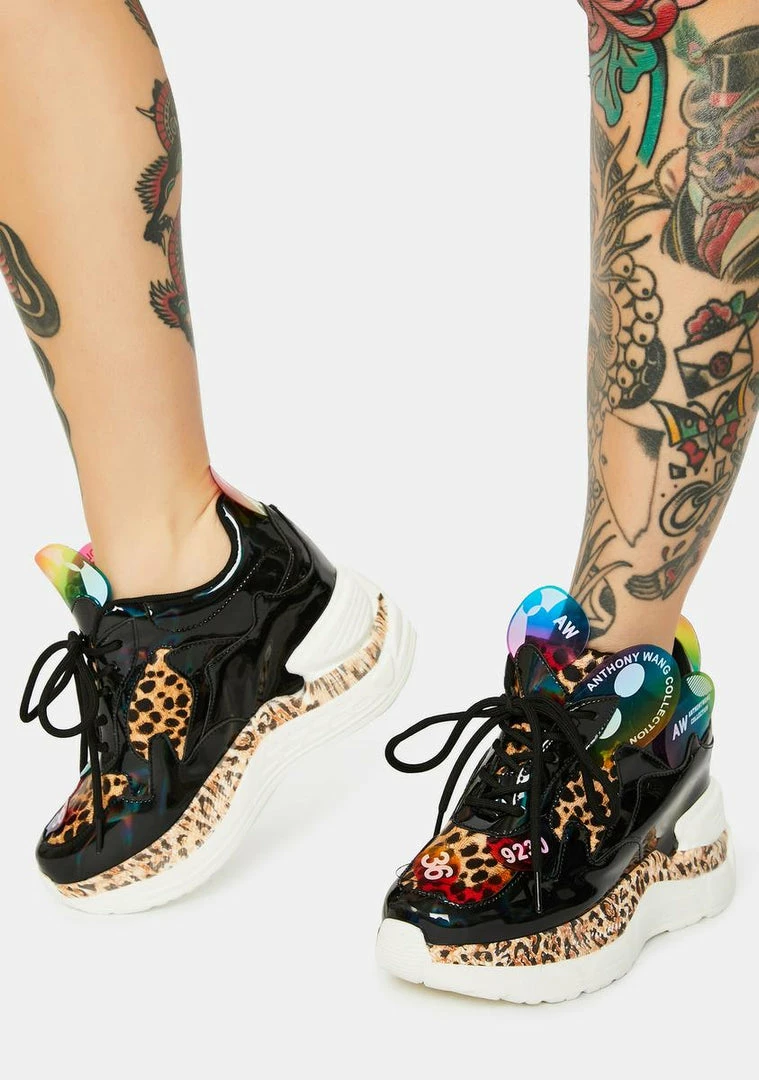 Brand new โ๏ธ Anthony Wang Leopard Raisin 2 Chunky Wedge ๐ Sneakers ๐ 3 Anthony Wang Leopard Raisin 2 Chunky Wedge Sneakers