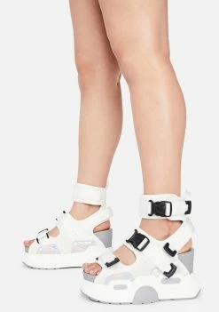 Anthony Wang White Holographic Mulberry Platform Sandals