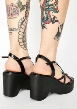 Best Sale 🥰 ROC 🥾 Boots Australia Black Patent Gigi Wedge 👠 Heels Platforms ❤️ 7 ROC Boots Australia Black Patent Gigi Wedge Heels Platforms