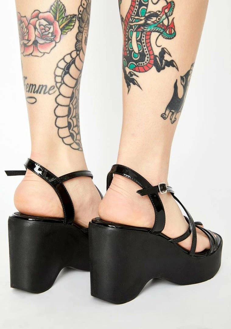 Best Sale 🥰 ROC 🥾 Boots Australia Black Patent Gigi Wedge 👠 Heels Platforms ❤️ 4 ROC Boots Australia Black Patent Gigi Wedge Heels Platforms