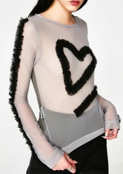 Outlet โ Somewhere Nowhere Sheer Heart Frills Top Tops ๐ 7 Somewhere Nowhere Sheer Heart Frills Top Tops