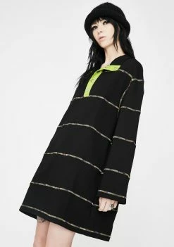 Somewhere Nowhere Rainbow Seam Button Dress