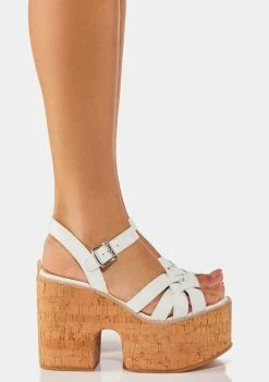 ROC Boots Australia White Paige Cork Platform Sandals Platforms