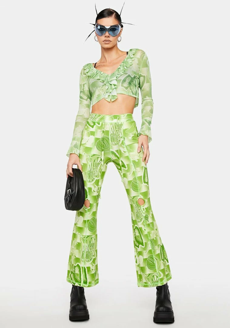 Wholesale ✨ Somewhere Nowhere The Garden Print Mesh Ruffle Top Tops ⭐ 3 Somewhere Nowhere The Garden Print Mesh Ruffle Top Tops
