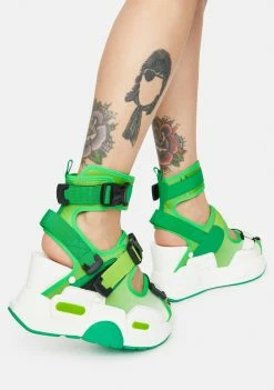 Anthony Wang Green Mulberry Platform Sandals Platforms