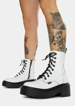 ROC Boots Australia Tomboy White Leather Combat Boots Boots & Booties