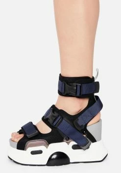 Anthony Wang Black Holographic Mulberry Platform Sandals