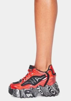 Anthony Wang Red And Black Blackberry Platform Sneakers