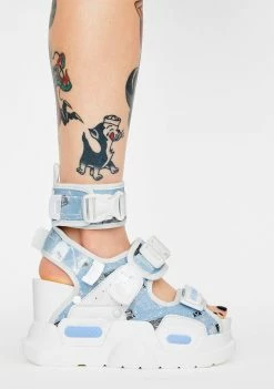 Anthony Wang Blue Mulberry Platform Sandals