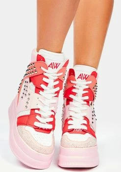 Anthony Wang Pink Quince Studded Wedge Sneakers