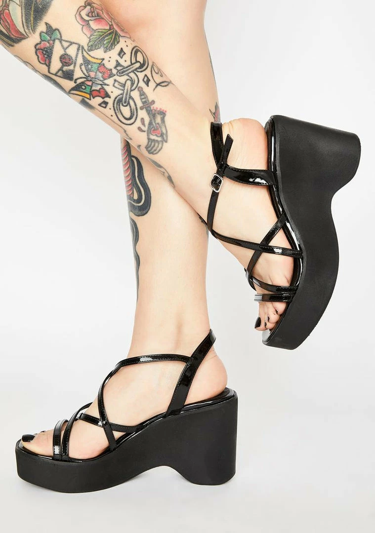 Best Sale 🥰 ROC 🥾 Boots Australia Black Patent Gigi Wedge 👠 Heels Platforms ❤️ 1 ROC Boots Australia Black Patent Gigi Wedge Heels Platforms