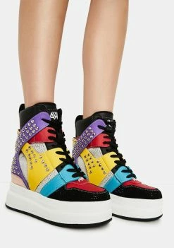 Anthony Wang Rainbow Quince Studded Wedge Sneakers Boots & Booties