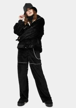 Somewhere Nowhere Black Corduroy Wide Leg Pants Bottoms