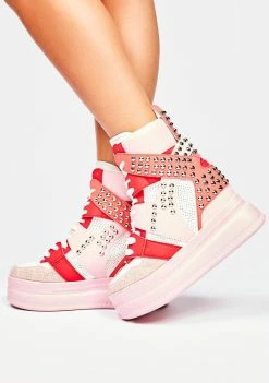 Anthony Wang Pink Quince Studded Wedge Sneakers