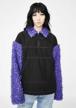 Somewhere Nowhere Outerwear Purple Zipper Sherpa Pullover