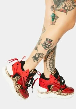 Anthony Wang Red Raisin 3 Chunky Wedge Sneakers